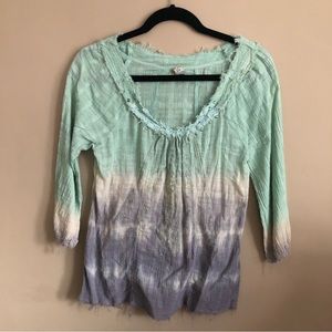 Free People Ombré Ragged Blouse Size Small
